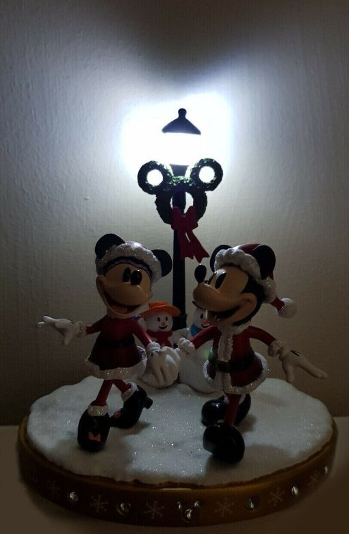 Disney Store Mickey & Minnie Mouse Christmas Street Lamp Light Up Figurine Ornament