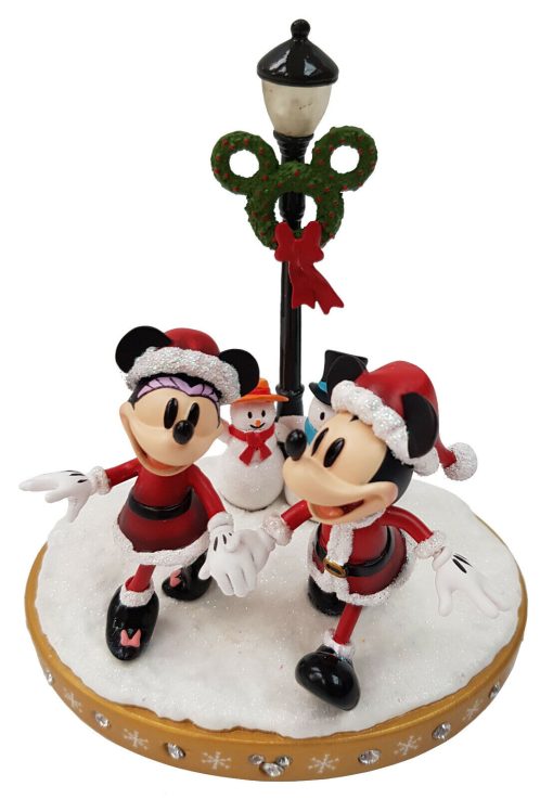 Disney Store Mickey & Minnie Mouse Christmas Street Lamp Light Up Figurine Ornament