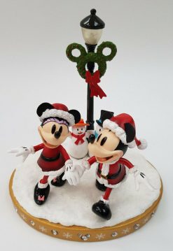 Disney Store Mickey & Minnie Mouse Christmas Street Lamp Light Up Figurine Ornament