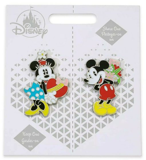 Disney Store Mickey & Minnie Mouse Couples Pin Trading Badge Set