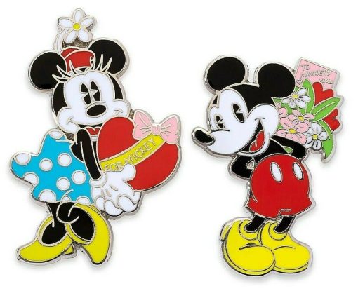 Disney Store Mickey & Minnie Mouse Couples Pin Trading Badge Set