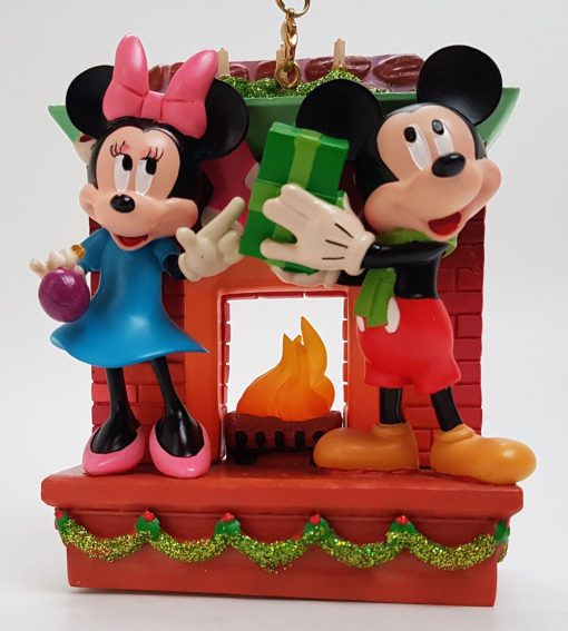 Disney Store Mickey & Minnie Mouse Fireplace Light Up Christmas Tree Decoration