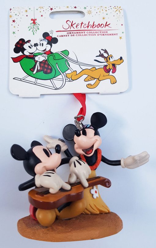 Disney Store Mickey & Minnie Mouse Hawaii Sketchbook Christmas Tree Decoration 2017