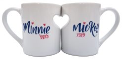 Disney Store Mickey & Minnie Mouse Heart Cut Out Mug Set