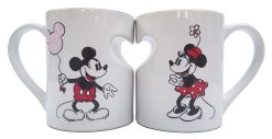 Disney Store Mickey & Minnie Mouse Heart Cut Out Mug Set