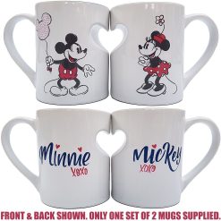 Disney Store Mickey & Minnie Mouse Heart Cut Out Mug Set