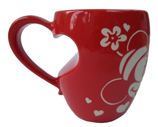 Disney Store Mickey & Minnie Mouse Heart Shaped Handle Mug