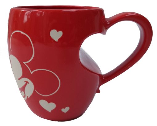 Disney Store Mickey & Minnie Mouse Heart Shaped Handle Mug