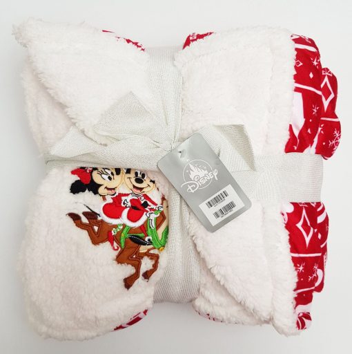 Disney Store Mickey & Minnie Mouse Holiday Cheer Christmas Throw Blanket