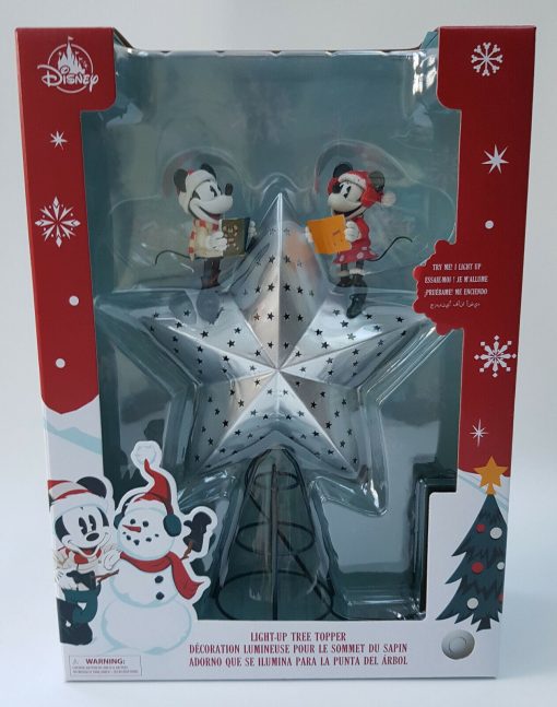 Disney Store Mickey & Minnie Mouse Walts Holiday Lodge Light Up Christmas Tree Topper