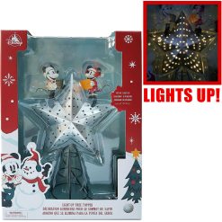 Disney Store Mickey & Minnie Mouse Walts Holiday Lodge Light Up Christmas Tree Topper