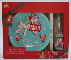 Disney Store Mickey Mouse Christmas Santa Milk Bottle Cookies Plate Set - NO STRAW