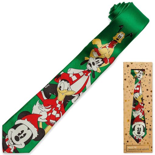 Disney Store Mickey Mouse Festive Christmas 100% Silk Tie