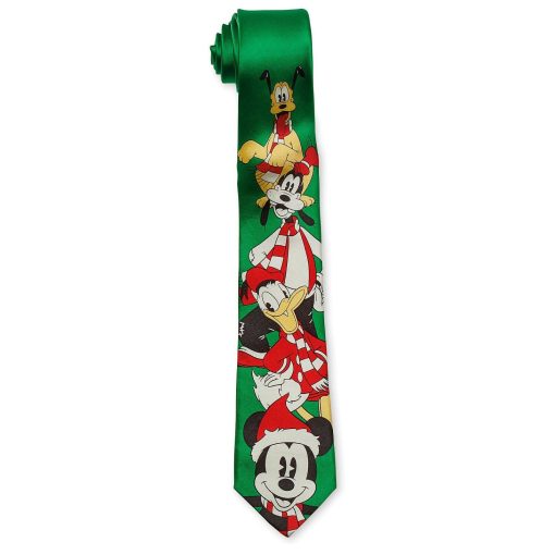 Disney Store Mickey Mouse Festive Christmas 100% Silk Tie