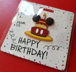 Disney Store Mickey Mouse Happy Birthday Glitter Cake Pin Trading Badge