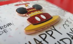 Disney Store Mickey Mouse Happy Birthday Glitter Cake Pin Trading Badge