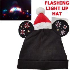 Disney Store Mickey Mouse Holiday Cheer Christmas Light Up Knitted Beanie Hat Adults