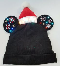 Disney Store Mickey Mouse Holiday Cheer Christmas Light Up Knitted Beanie Hat Adults