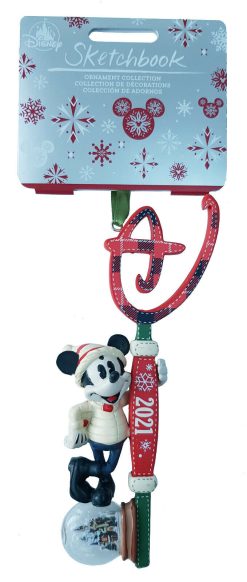 Disney Store Mickey Mouse Key & Snow Globe 2021 Christmas Tree Decoration