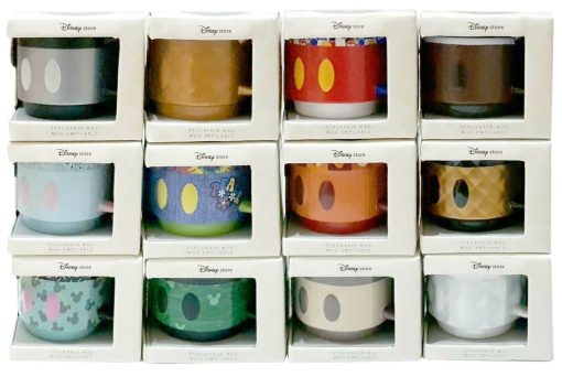 Disney Store Mickey Mouse Memories Collection Stacking Complete Full Set Of Mugs