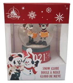 Disney Store Mickey Mouse & Minnie Christmas 2021 Snow Globe Ornament