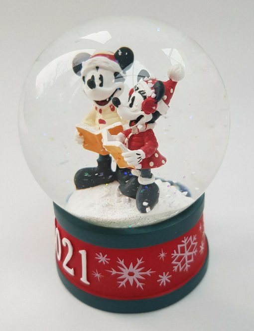 Disney Store Mickey Mouse & Minnie Christmas 2021 Snow Globe Ornament