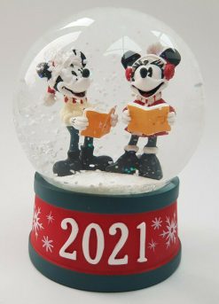 Disney Store Mickey Mouse & Minnie Christmas 2021 Snow Globe Ornament