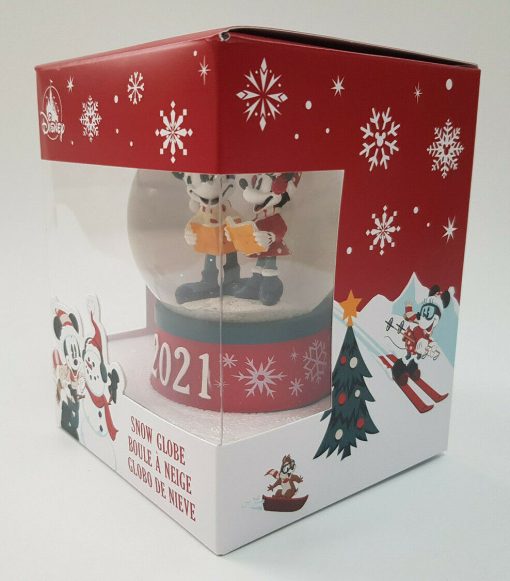 Disney Store Mickey Mouse & Minnie Christmas 2021 Snow Globe Ornament