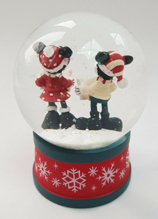 Disney Store Mickey Mouse & Minnie Christmas 2021 Snow Globe Ornament