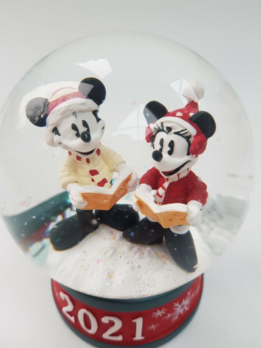 Disney Store Mickey Mouse & Minnie Christmas 2021 Snow Globe Ornament