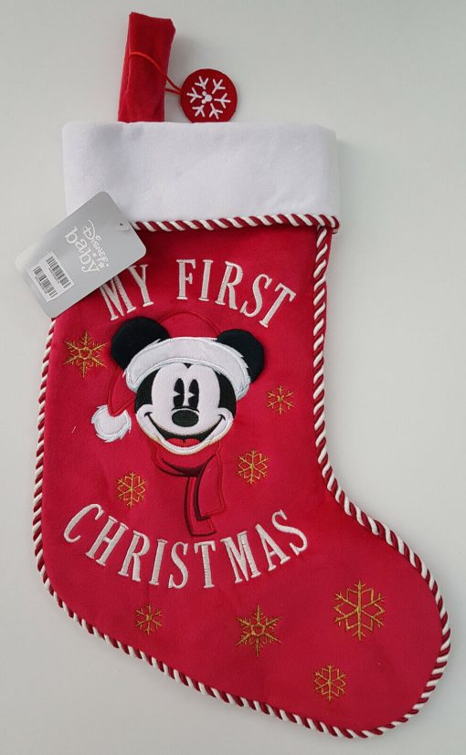 Disney Store Mickey Mouse My First Chirstmas Baby Stocking