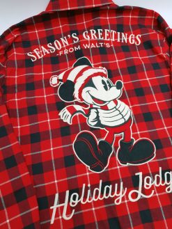 Disney Store Mickey Mouse Walt's Holiday Lodge Red Plaid Christmas Shirt Adults XL