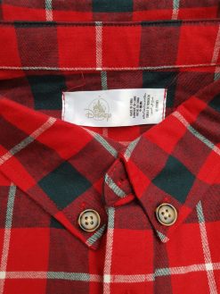 Disney Store Mickey Mouse Walt's Holiday Lodge Red Plaid Christmas Shirt Adults XL