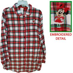 Disney Store Minnie Mouse Christmas Plaid Tartan Night Shirt Dress Adults