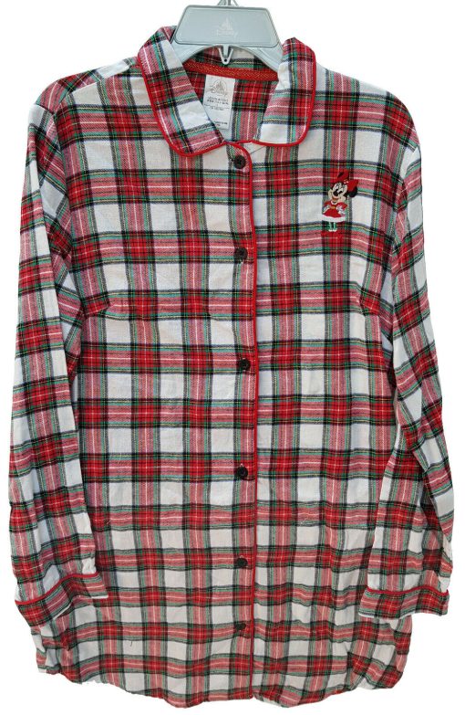 Disney Store Minnie Mouse Christmas Plaid Tartan Night Shirt Dress Adults