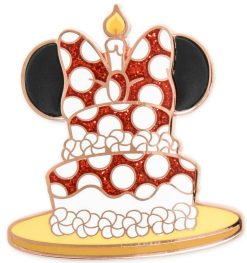 Disney Store Minnie Mouse Happy Birthday Glitter Cake Pin Trading Badge