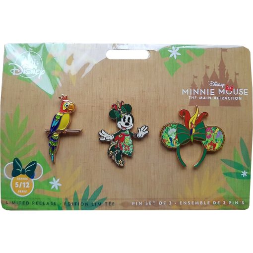 Disney Store Minnie Mouse Main Attraction Enchanted Tiki Room Pin Trading Set