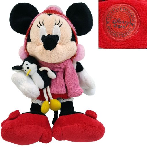 Disney Store Minnie Mouse & Penguin Plush Christmas Soft Cuddly Toy