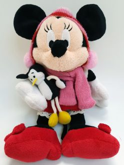 Disney Store Minnie Mouse & Penguin Plush Christmas Soft Cuddly Toy