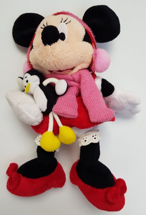 Disney Store Minnie Mouse & Penguin Plush Christmas Soft Cuddly Toy