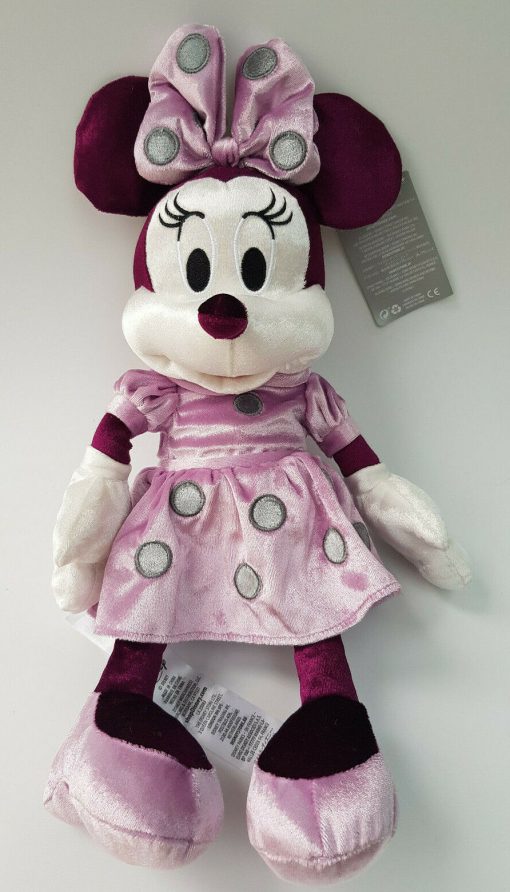 Disney Store Minnie Mouse Pink Velvet Plush Soft Cuddly Toy