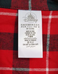 Disney Store Minnie Mouse Walts Holiday Lodge Christmas Red Plaid Nightshirt Adult XS