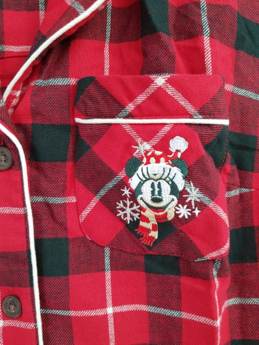 Disney Store Minnie Mouse Walts Holiday Lodge Christmas Red Plaid Nightshirt Adult XS