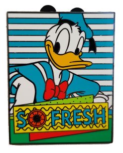 Disney Store Mystery Food So Fresh Donald Duck Orange Pin Trading Badge