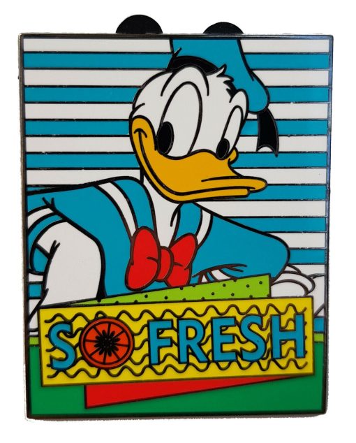 Disney Store Mystery Food So Fresh Donald Duck Orange Pin Trading Badge