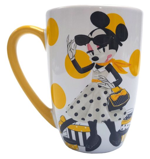 Disney Store Parisienne Minnie Mouse Yellow Polka Dot Mug