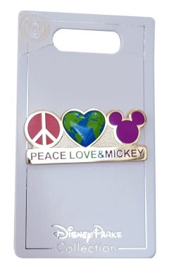 Disney Store Peace Love & Mickey Mouse Pin Trading Badge