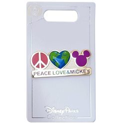 Disney Store Peace Love & Mickey Mouse Pin Trading Badge