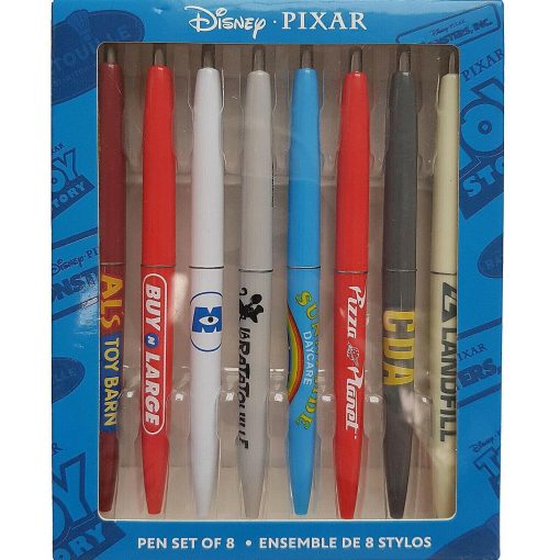 Disney Store Pixar Boxed Set Of 8 Ball Point Pens