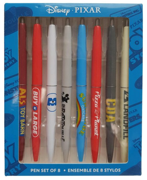 Disney Store Pixar Boxed Set Of 8 Ball Point Pens